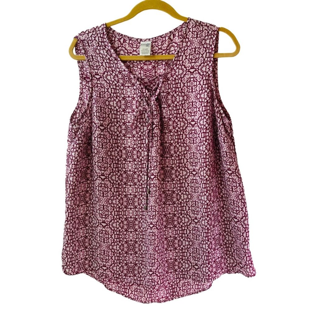 Women's Shirt Terra Sky 14W Sleeveless Lightweight Burgundy